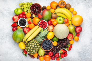 Rainbow fruits heart