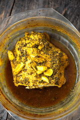 Spicy turkey breast in herbs and turmeric crust