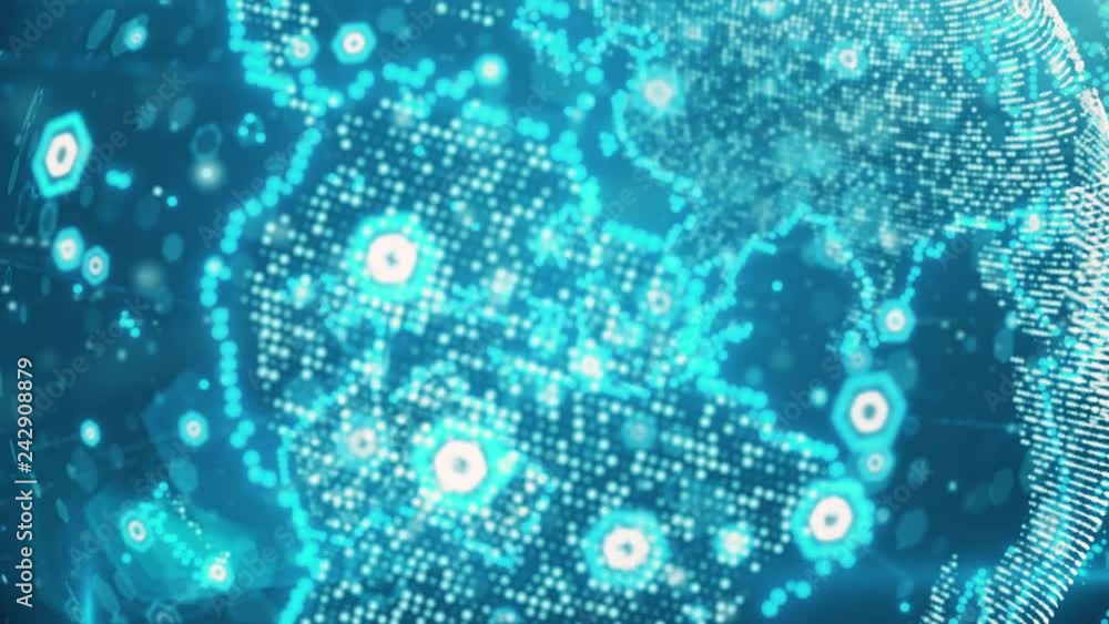 Poster digital planet earth data abstract 3d rendering of a technological data network transmitting communi
