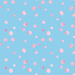 Illustrated blue background with metallized pink circles
