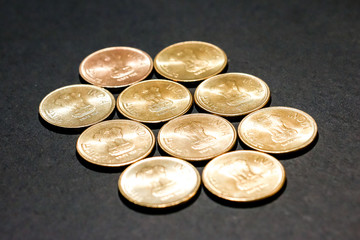 Close up view of new indian coins.