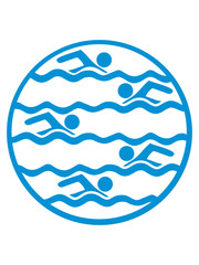 schwimmen kreis rund logo muster bahnen wasser meer urlaub ferien wellen cool design piktogramm baden schwimmbad sport spaß tauchen hallenbad clipart schwimmer © Style-o-Mat-Design