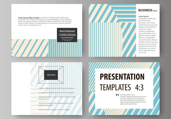 Set of business templates for presentation slides. Easy editable abstract vector layouts in flat style. Minimalistic design with lines, geometric shapes forming beautiful background.