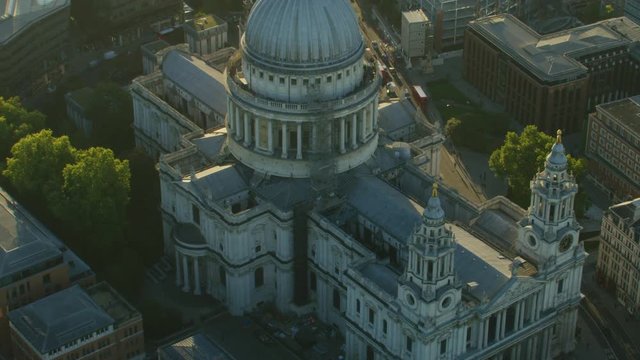 Aerial view St Pauls Cathedral at sunrise London