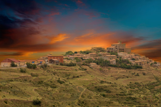 The town of Ujue in Navarra, Spain