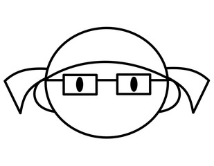 女の子目メガネ(線画)