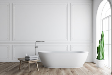 White bathroom interior, tub