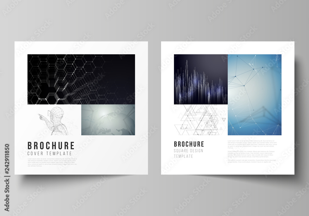 Poster the minimal vector illustration of editable layout of two square format covers design templates for 