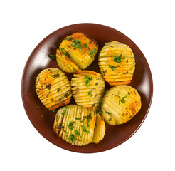 hasselback potatoes isolated on white