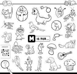 M is for educational game coloring book