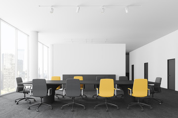 Meeting room interior with doors