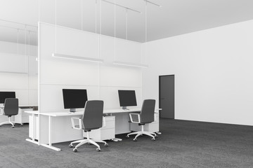 White office workplace with door