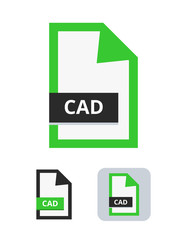 cad file flat vector icon. Symbol of Computer-aided design format – CAD for 2D or 3D design. Symbol is isolated on a white background.