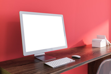 Mock up computer screen in red room