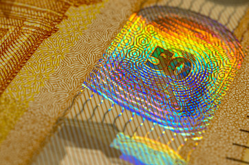fifty euro banknote - safety feature hologram