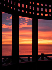 Gazebo sunset in silhouette  California