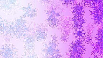 Abstract background with a variety of colorful snowflakes. Big and small.