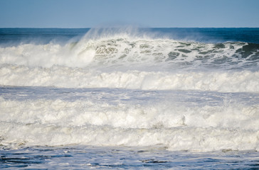 Dangerous incoming waves and whitewater