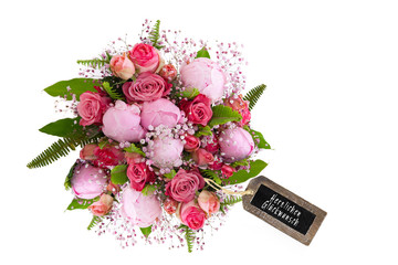 Blumenstrauß mit Täfelchen 