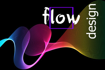 Fluid colorful texture on dark background. Flow shapes design. Liquid wave background. Abstract 3d flow shape. Fluid colors pattern.
