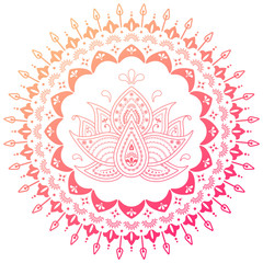 Colorful floral mandala with lotus flower. Ornamental vector. Yoga, india, folk.