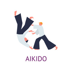 Athlete engaged in martial arts hones tricks and strokes. Practicing pain strokes.