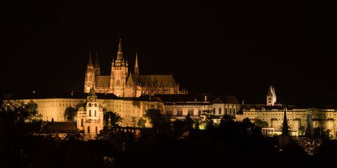 Fototapeta na wymiar The view of Prague Gothic Castle at night, Czech Republic
