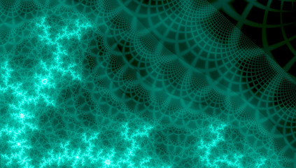 aqua effect of turquoise fractal background with lingt lace
