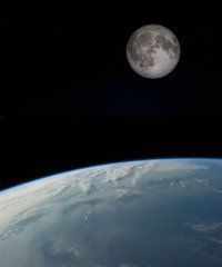 Planet Earth and the Moon from space. Image elements furnished by NASA.