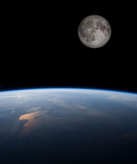 Planet Earth and the Moon from space. Image elements furnished by NASA.