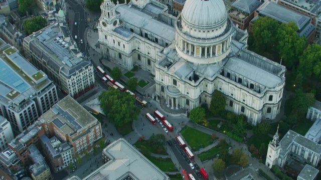 Aerial sunset view St Pauls Anglican Cathedral London