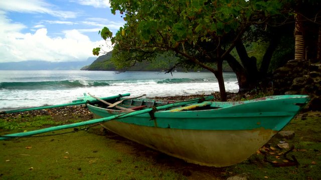 Vaitahu Tahuata Island ocean bay outrigger canoe Marquesas