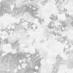 Gray paint splatter effect texture on white paper background. Artistic backdrop. Different paint drops. © artistmef