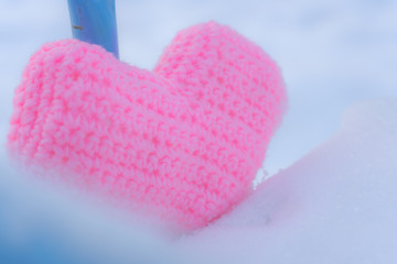 Beautiful knitted homemade pink heart