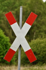  The Cross of St. Andrew ,traffic signs for a railroad crossing in Germany