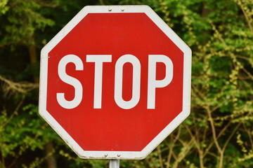 stop sign with reflect surface in Germany,