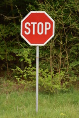 stop sign with reflect surface in Germany,
