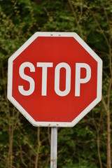 stop sign with reflect surface in Germany,