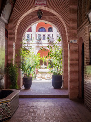 Old streets of Marrakech medina district in Morocco