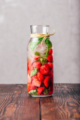 Water Flavored with Strawberry and Basil.
