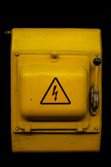 Old electric Knife-switch of yellow..