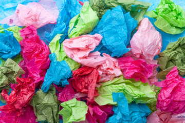 Crumpled colorful tissue paper