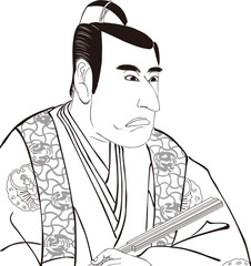  浮世絵　殿さま　その1　白黒