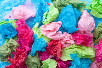 Crumpled colorful tissue paper