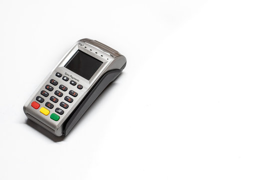 Dataphone, card reader to charge purchases, isolating on white background.