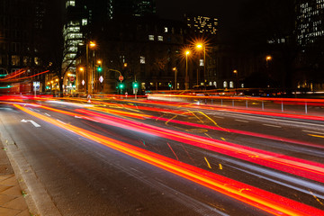 Fototapeta na wymiar light trails of car traffic in the city at night