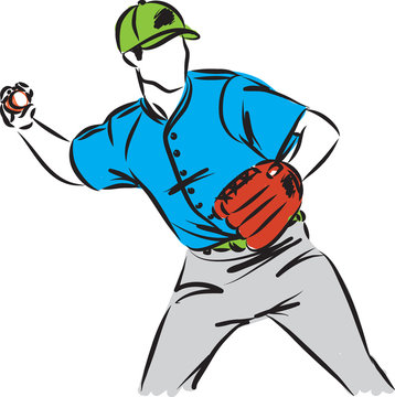 baseball player man vector illustration