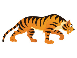 Cartoon Tiger Side View Looking Down