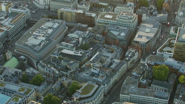 Aerial sunset view St Pauls Cathedral London skyline