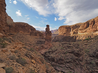 The Monument rock formation above Monument Creek in Grand Canyon National Park, Arizona.